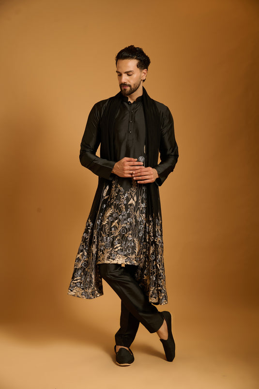 Trifecta black zari farmstead  kurta