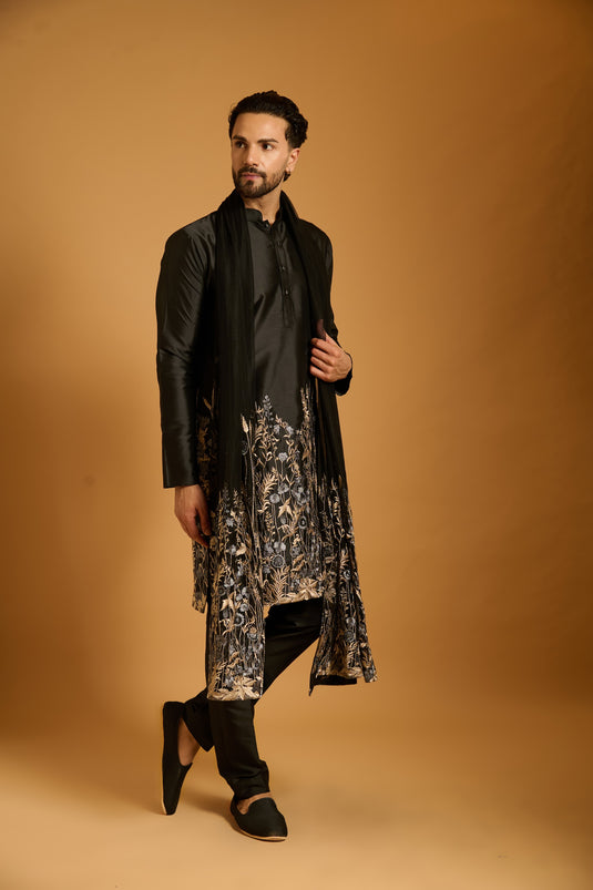 Trifecta black zari farmstead  kurta