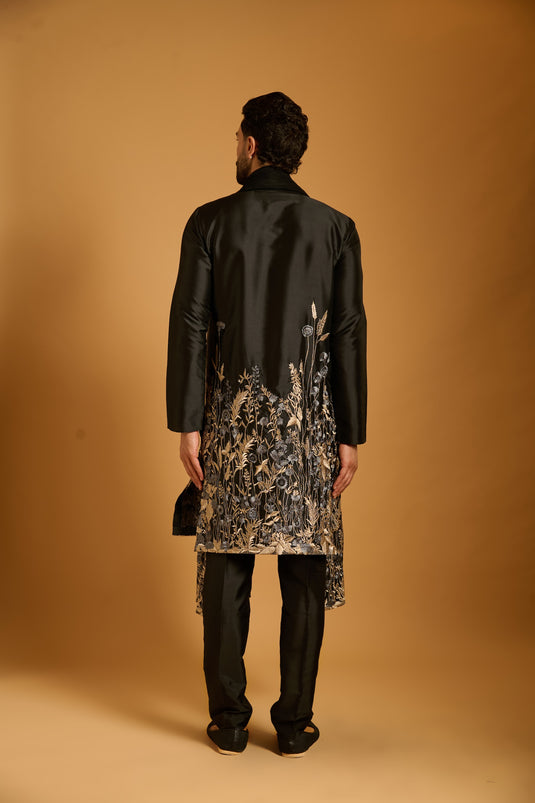 Trifecta black zari farmstead  kurta