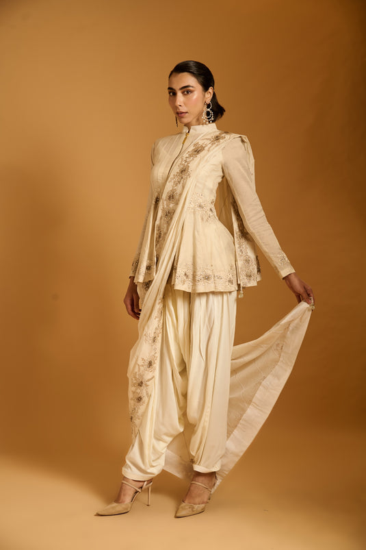 Trifecta ivory zari short anarkali