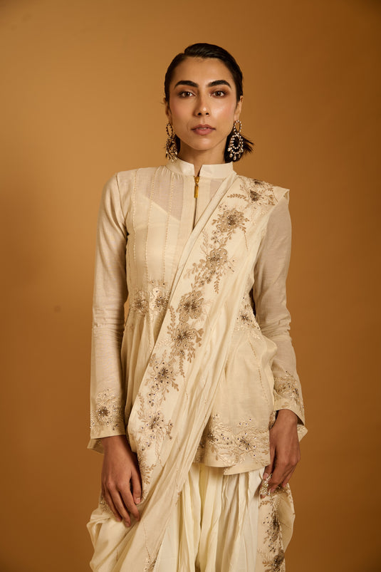 Trifecta ivory zari short anarkali