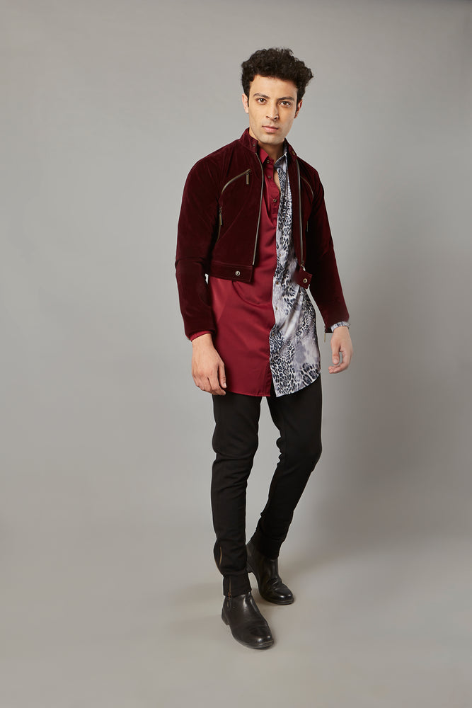 Ultra-Luxe Cropped Combat Bomber Maroon Him