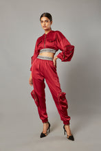 Load image into Gallery viewer, Stretch Sheen Cropped Narcissist Top Red