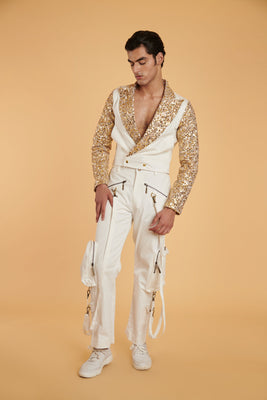 Gilded vanilla tweed formal.