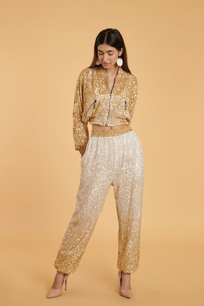 Gilded vanilla ombre bling bling joggers.