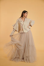 Load image into Gallery viewer, Gilded vanilla tweed cascade crop Unisex