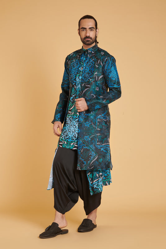 sometsuke Burakku Puranto Buru Sheer Luxe Traditional Jacket